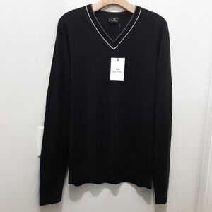 Paul Smith Merino Wool Pullover V-neck Sweater Indigo